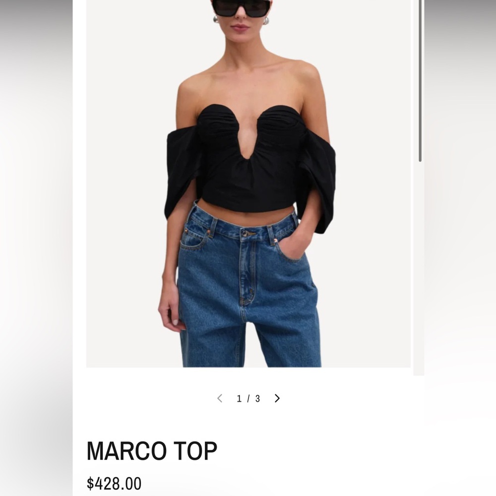 Ronny kobo “Marco”Black Off-Shoulder Top M- new with tags